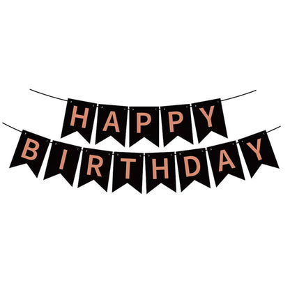 Birthday Black Banner Rose Gold Letter