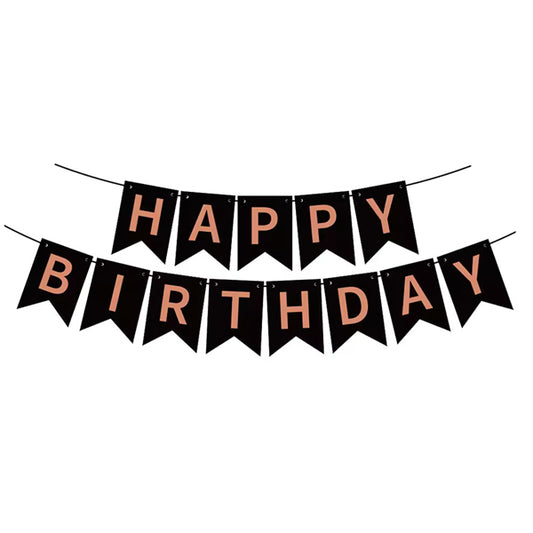 Birthday Black Banner Rose Gold Letter