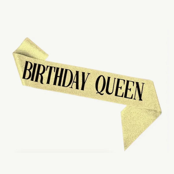 Birthday Queen Glitter Gold Sash