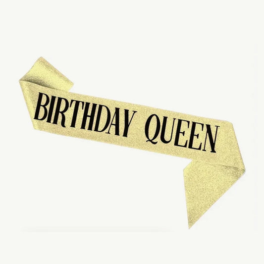 Birthday Queen Glitter Gold Sash