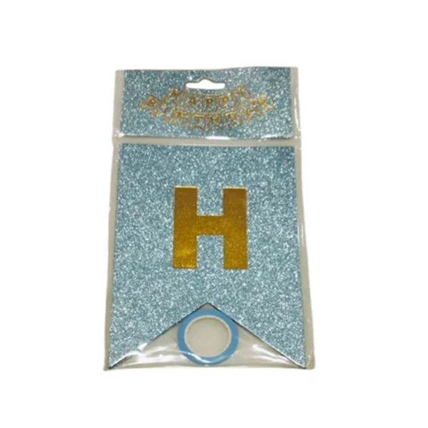 Glitter Blue Color Birthday Banner
