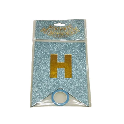 Glitter Blue Color Birthday Banner