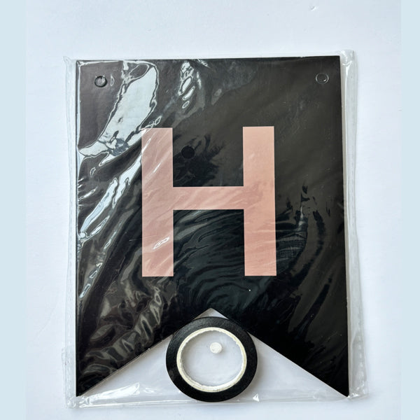 Birthday Black Banner Rose Gold Letter