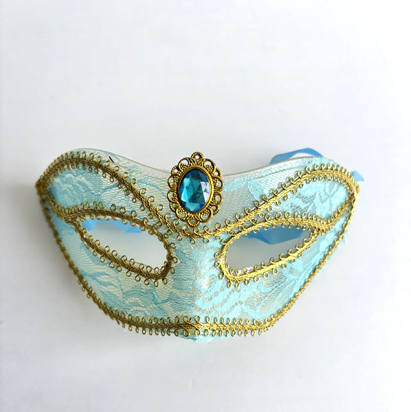 Light Blue and Gold Princess  Masquerade Mask