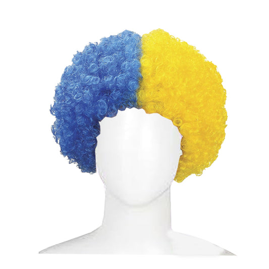 Blue & Yellow Afro Wig