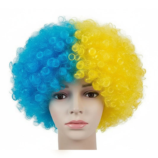 Blue & Yellow Curly Hair Wig