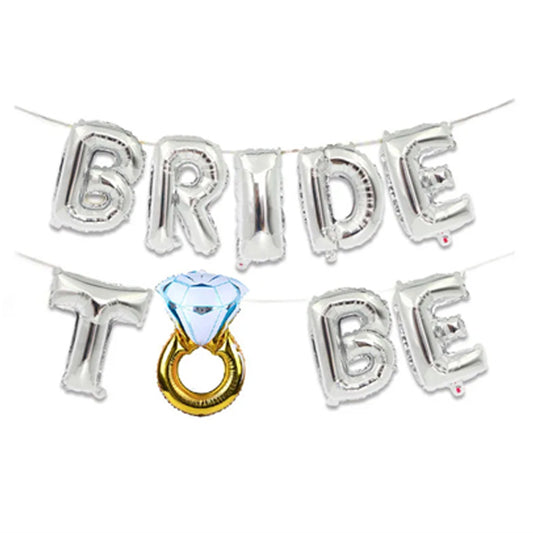 Bride To Be Foil Letter Balloon Set Silver 16"