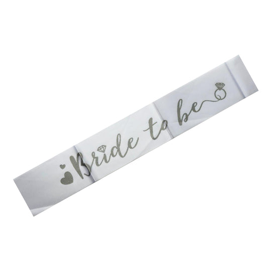 Bride To Be Silver Sash Black Text