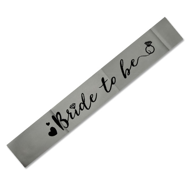 Bride To Be Silver Sash Black Text