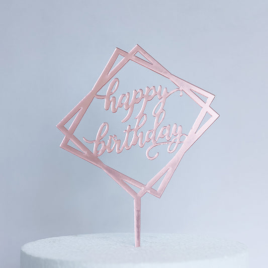 Rose Gold Acrylic Happy Birthday Cake Topper