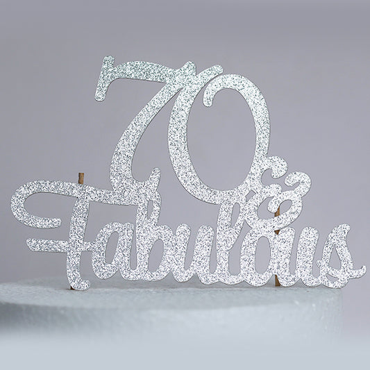 Silver Glitter 70 & Fabulous Cake Topper