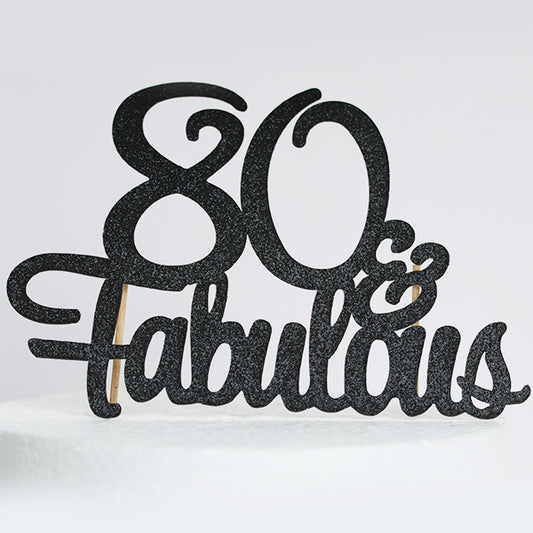 Black Glitter 80 & Fabulous Cake Topper