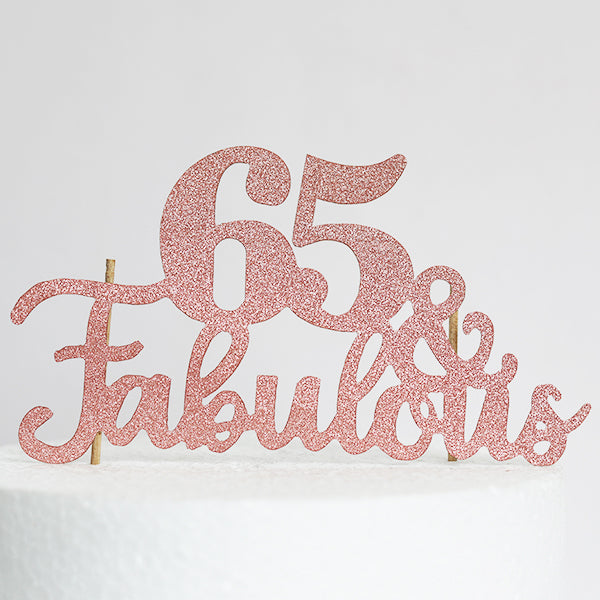 Rose Gold Glitter 65 Fabulous Cake Topper