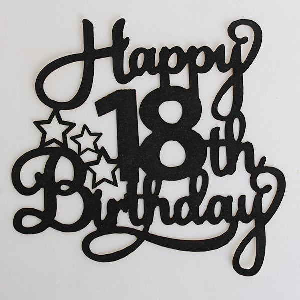 Black Glitter Happy 18th Birthday Cake Topper