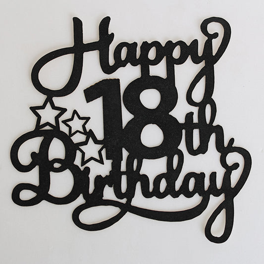 Black Glitter Happy 18th Birthday Cake Topper
