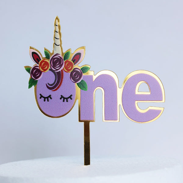Unicorn One Birthday Cake Topper