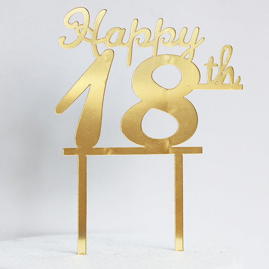Gold Acrylic Happy 18th Cake Topper