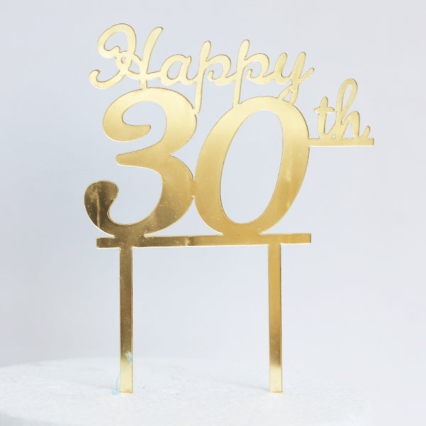 Gold Acrylic Happy 30th Cake Topper