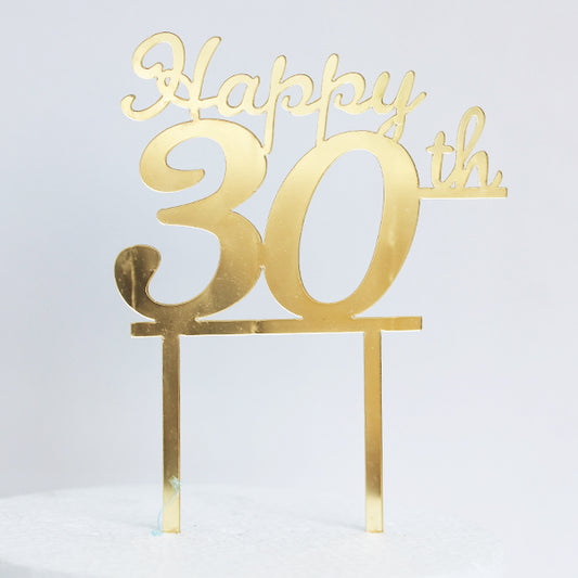 Gold Acrylic Happy 30th Cake Topper