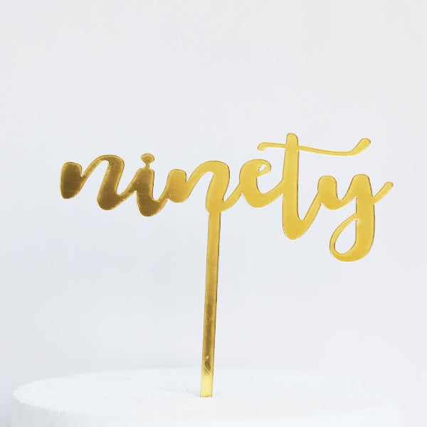 Gold Acrylic Ninety Script Cake Topper