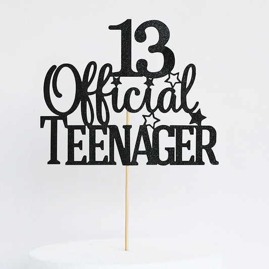 Black Glitter 13 Official Teenager Cake Topper