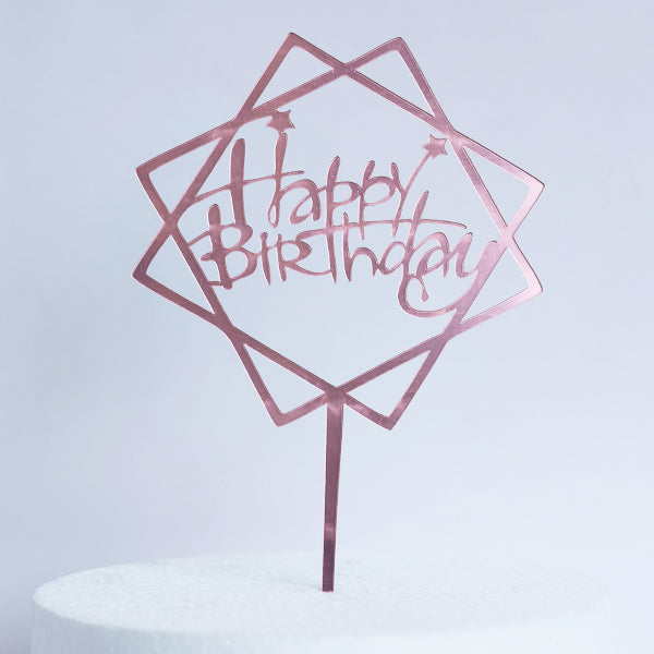 Pink Acrylic Happy Birthday Cake Topper