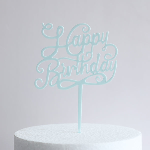 Pastel Blue Acrylic Happy Birthday Cake Topper