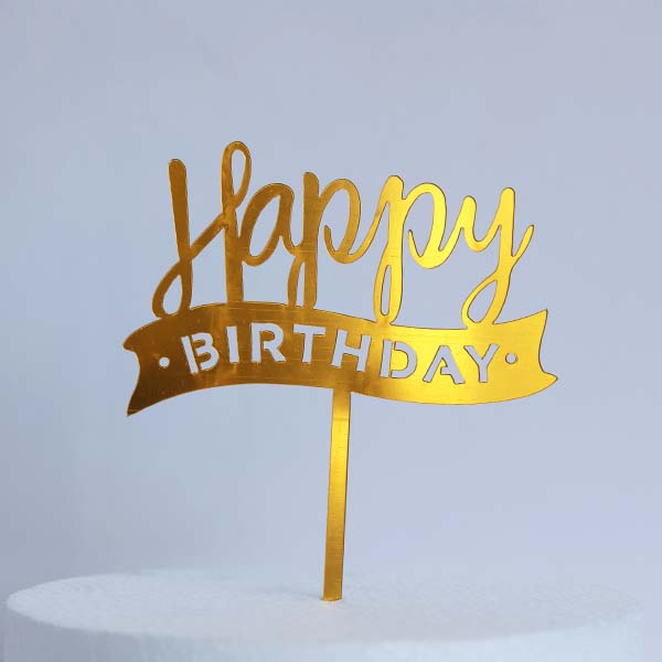 Gold Acrylic  Happy Birthday Cake Topper