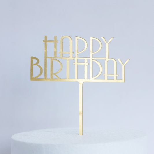 Gold Acrylic Happy Birthday Cake Topper