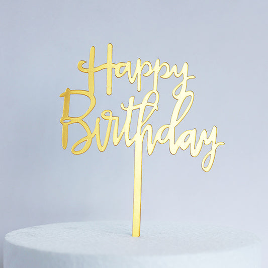 Gold Acrylic Happy Birthday Cake Topper