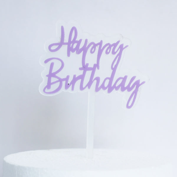 Purple Acrylic Happy Birthday Cake Topper
