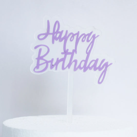 Purple Acrylic Happy Birthday Cake Topper