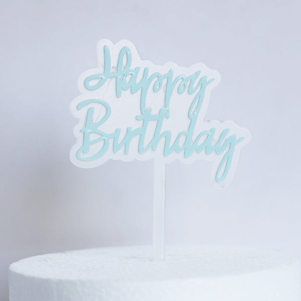 Pastel Blue Acrylic Happy Birthday Cake Topper