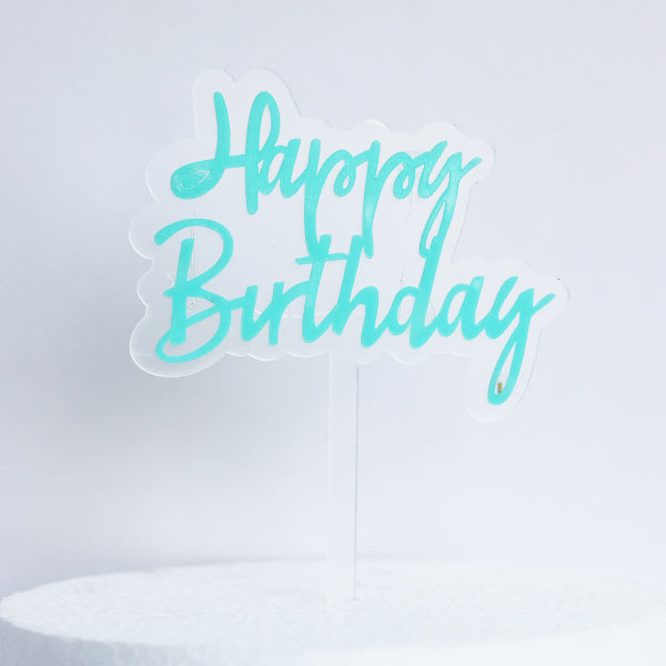 Pastel Blue Acrylic Happy Birthday Cake Topper