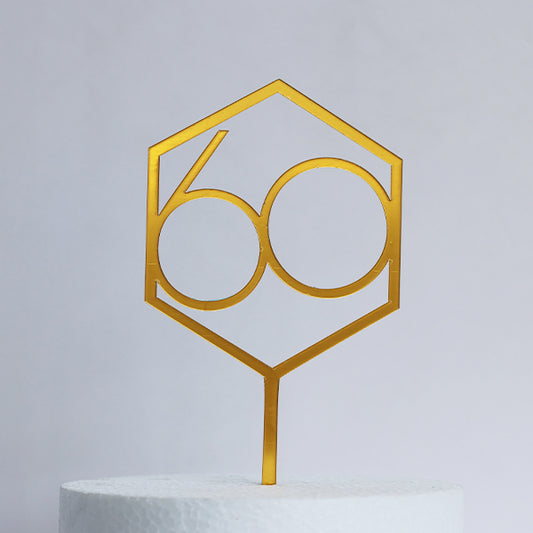 Gold Acrylic 60 Cake Topper