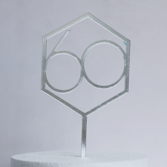 Silver Acrylic 60 Cake Topper