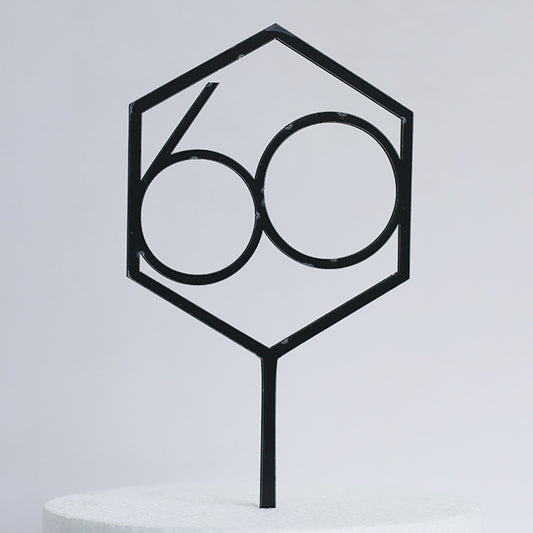 Black Acrylic 60 Cake Topper
