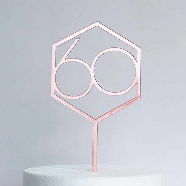 Rose Gold Acrylic 60 Cake Topper