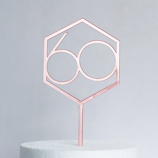 Rose Gold Acrylic 60 Cake Topper