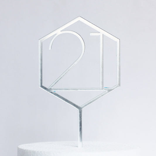 Silver Acrylic 21 Cake Topper