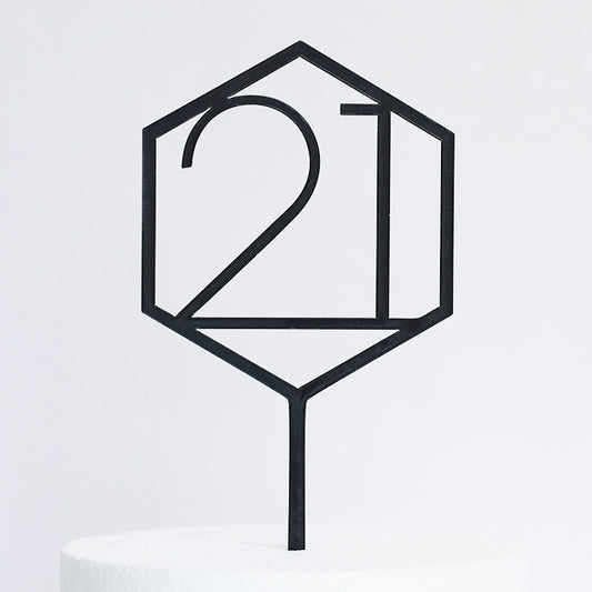 Black Acrylic 21 Cake Topper