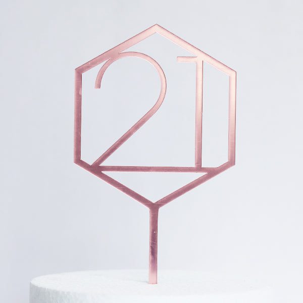 Rose Gold Acrylic 21 Cake Topper
