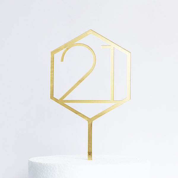 Gold Acrylic 21 Cake Topper