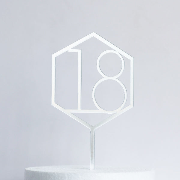 Silver Acrylic 18 Cake Topper