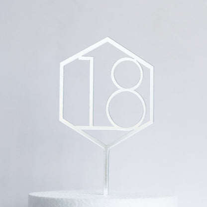Silver Acrylic 18 Cake Topper