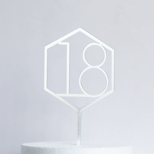 Silver Acrylic 18 Cake Topper