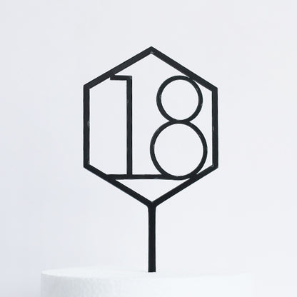 Black Acrylic 18 Cake Topper