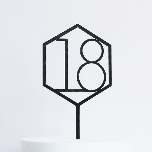 Black Acrylic 18 Cake Topper