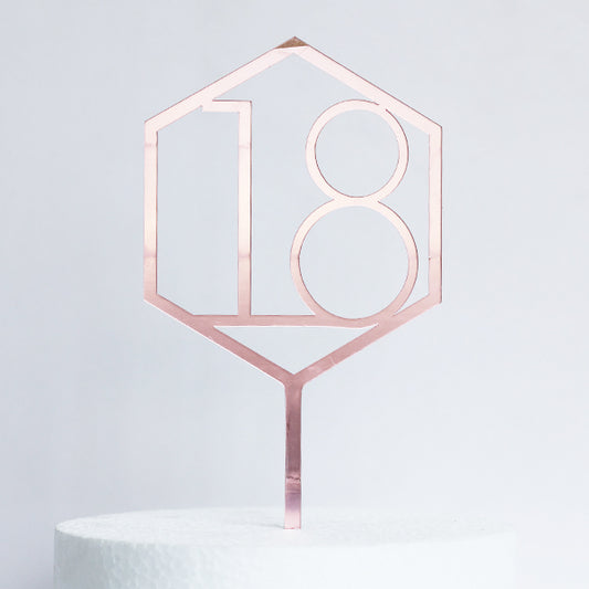Rose Gold Acrylic 18 Cake Topper