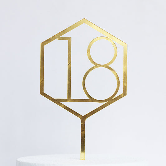 Gold Acrylic 18 Cake Topper